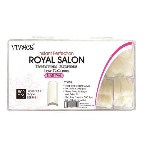 VIVACE Φυσικές Ρόυαλ Σαλον 500 Ψεύτικες Τips Gel Νυχιών, 10 Μεγέθη με Διαφανή Θήκη 1