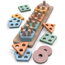 GOPO TOYS Brinquedos Montessori para +18 Meses - Brinquedos de Madeira para Classificação e Empilhamento