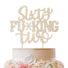 LINGTEER Twee?zestig Grappige Gouden Strass Taart Topper - Proost op 62e Verjaardag 62 Jaar Oud Jubileumfeest Taart Centerpieces Topper Decoraties Ca