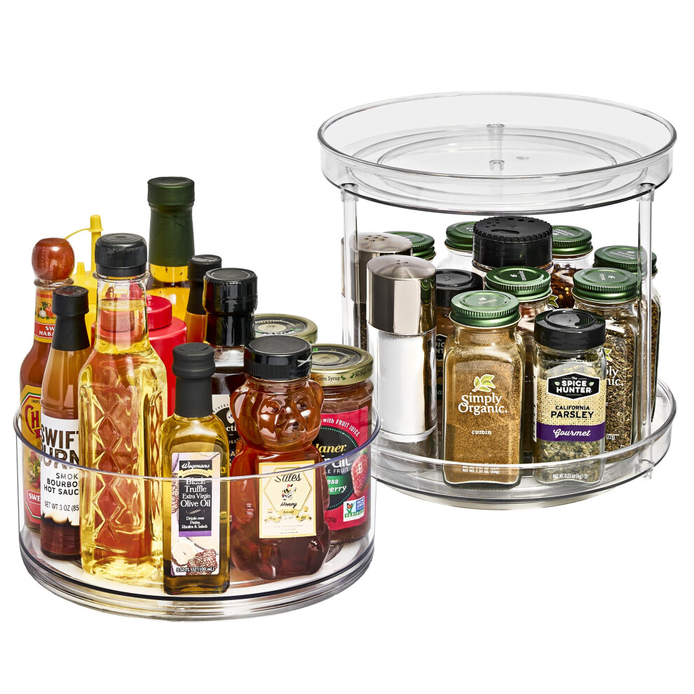 Sorbus 9 inch transparante Lazy Susan organizerset, 1 hoge draaitafel organizer voor kruiden, organisatie voor kast, 1 2-laags Lazy Susan organiz