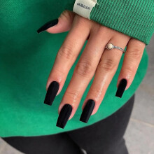 Matte Black Press On Nails Medium Long Square Xcreando Medium Coffin Nails Acrylic Nails Press ons Glue on Nails Medium Length  Solid Color Fake