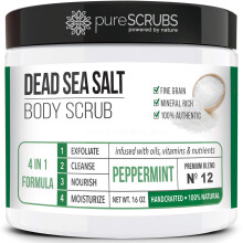 pureSCRUBS Premium organische bodyscrubset groot 16oz PEPERMUNT BODY SCRUB - met dode zeezout doordrenkte organische essenti?e oli? en voedingsstoffe