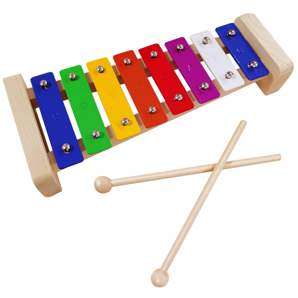 Xylophone for kids Glockenspiel With 2Child Safe Mallets 8Notes Diatonic Colorful Metal Bars With Educational Development Musical Xylophone for T