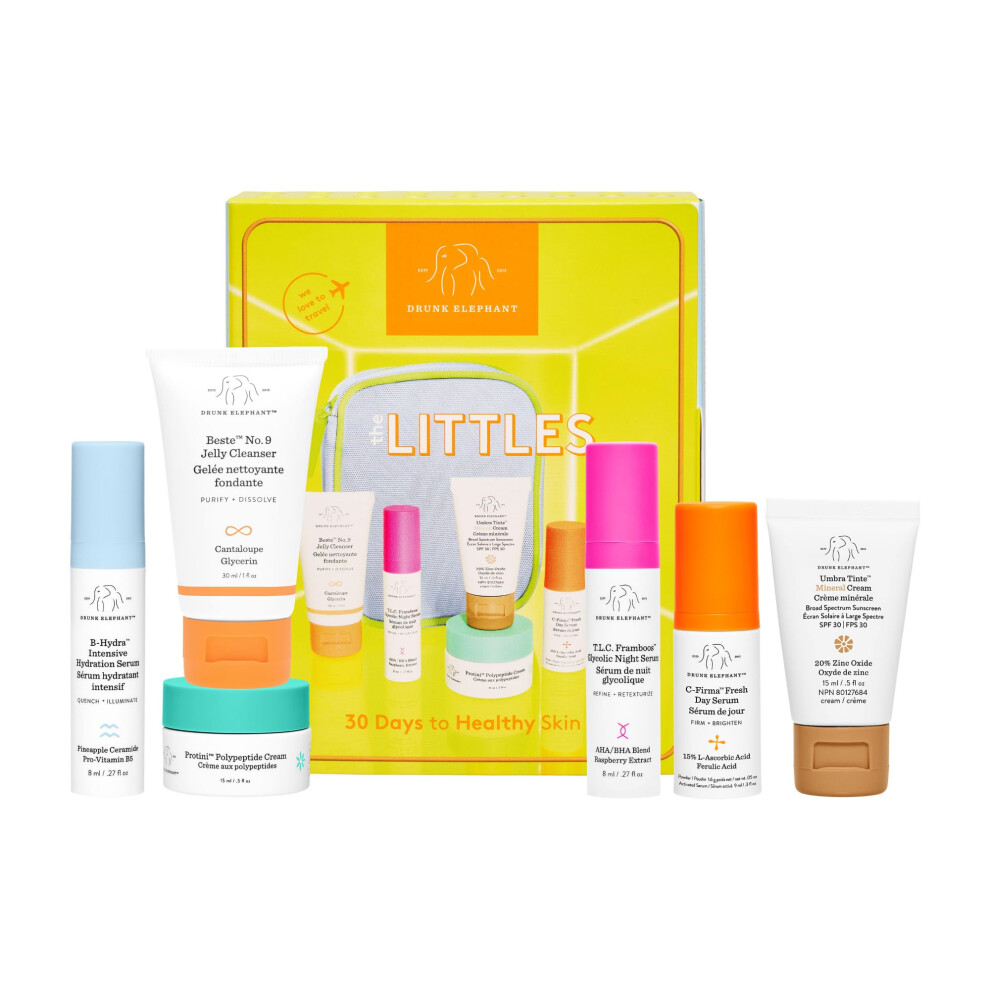 Drunk Elephant The Littles 7.0 - Includes Six Travel-Friendly A.M. and P.M. Essentials - Free of Essential Oils  Silicones & Fragrances