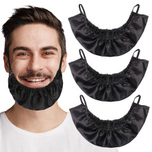 MIKIMIQI Bandana pour Barbe, 3 Pack Bavoirs Barbe Noir Couvertures Douces Satin