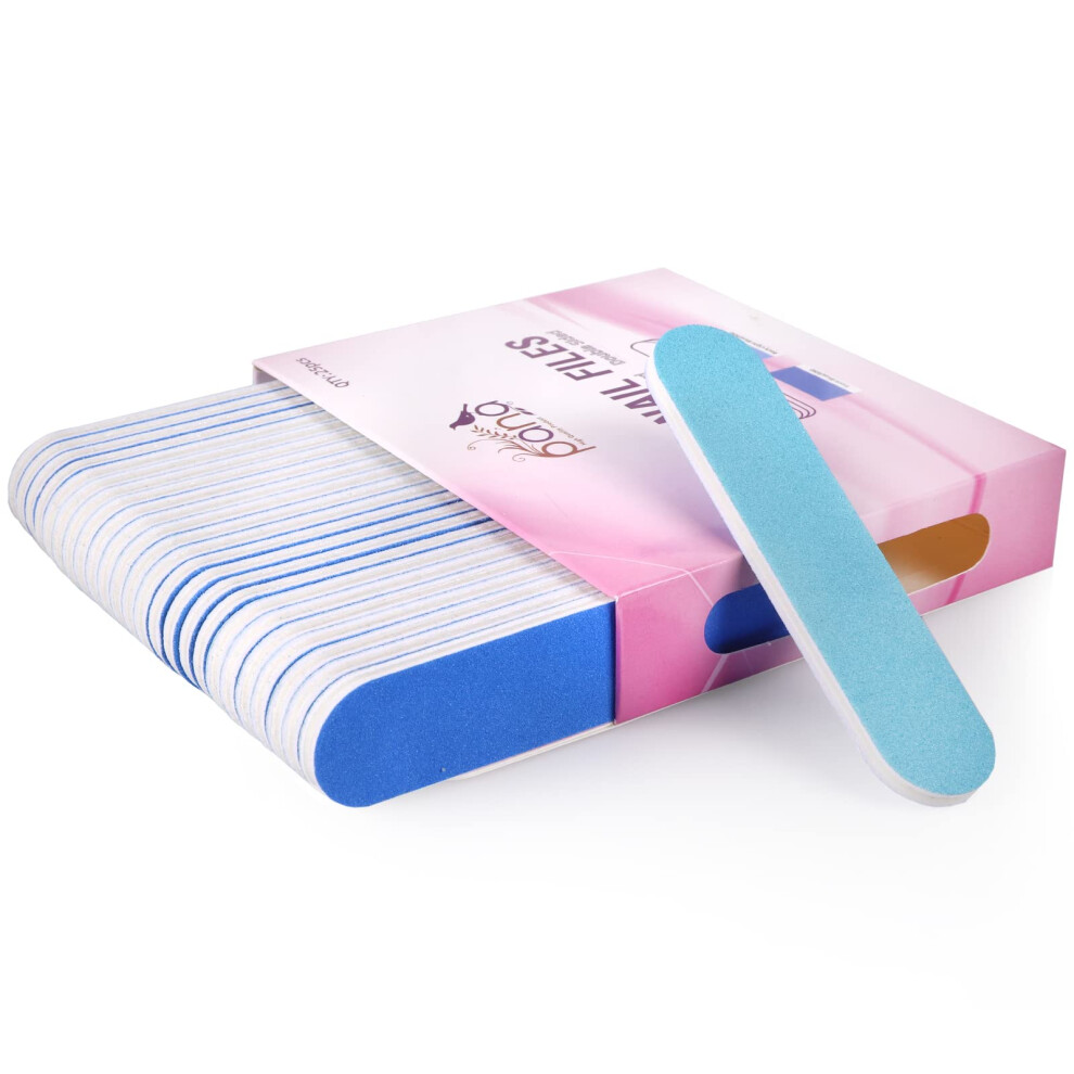 Pana 25Pcs Mini Size Professional Double Sided Nail Files - Blue 100/180 Grit - Emery Board Nail Buffering File Manicure Pedicure Nail Polisher Washa