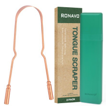 RONAVO Koperen tongschraper voor volwassenen Mondverzorging en hygi?e Tongreiniger voor een frissere adem met reisetui