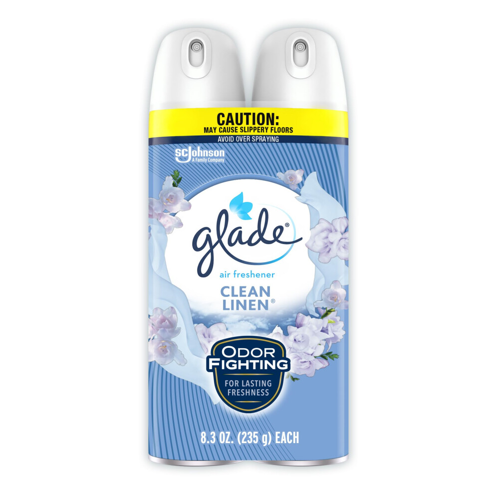 Glade Air Freshener Odor Fighting Room Spray  Clean Linen  8.3 Oz (Pack of 2)