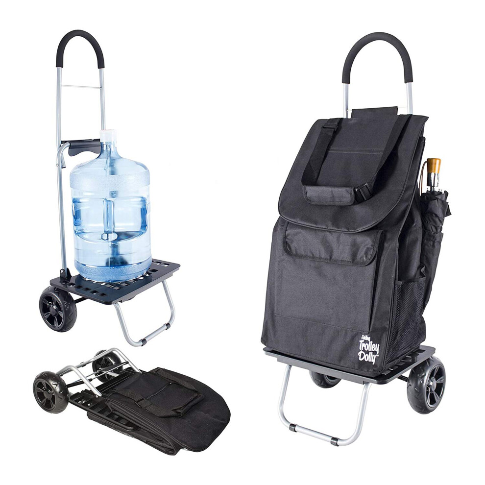 Dbest Products Bigger Trolley Dolly Black Shopping Grocery Foldable Cart 853760005620