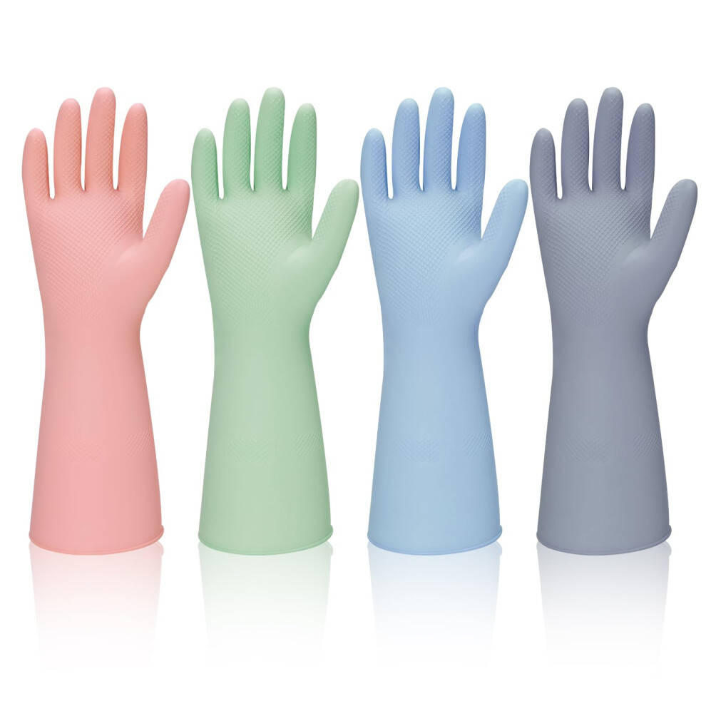 Rubber Kitchen Dishwashing Gloves - 4 Pairs Reusable Household Cleaning Gloves  Flexible and Durable & Non-slip Cleaning Gloves  Great for Kitchen  Ba-image-OPC-PH55Q5Y-NEW