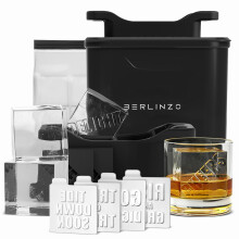 Berlinzo Premium-Eiswurfelform, transparent ? 4 gro?e, kristallklare, quadratische Eiswurfel mit 5,3 cm Durchmesser fur Whisky und Cocktails ? le