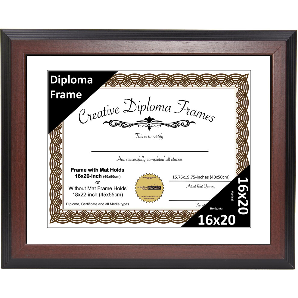 Kreatywne Ramy Obrazowe 16X20 Mahoniowe Wykonczenie Rama Dyplomowa Z Biala Mata Trzyma 16 Na 20 Cali Dokumenty Ze Szklem I Zainstalowanym Wieszak-image