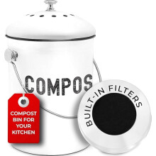 Epica Counteringop Compost Bin Kitchen | 1,3 galloni | Cestino di compostaggio inodore con filtri a carbone | Cestino per compost interno con coperch