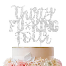 Lingteer trente-quatre topper de gateau en strass en argent drle - Applaudissements au 34e anniversaire 34 ans Party Party Cakeces Centrespieces