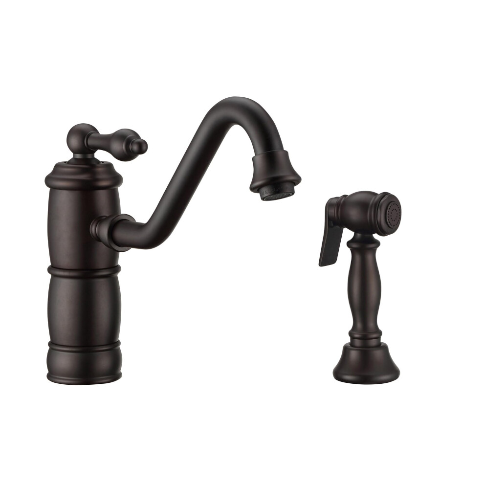 Photos - Tap Whitehaus Collection WHKTSL3-2200-NT-ORB Vintage III Plus Single Lever Traditional Swivel spout and Solid Brass Side Spray K