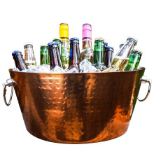 Brekx Isulater Gold Double Murned Ice Bucket pour fetes Bodet de vin ancre / grand seau de glace avec poignees Boire de refroidisseur pour les fe