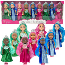 Kleine poppenset met mini-prinsessenpoppen voor meisjes - Prinses speelgoedpoppen voor poppenhuis - Kleine pop Mini-prinsesfiguren met tiara's Haarac
