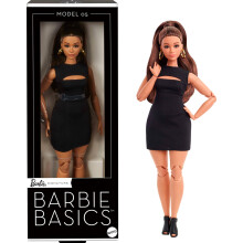 Barbie Basics Model 05 Collector Doll with Brunette Hair Black Mini Robe & Heels Universal-Fit Faship Posable Curvy Body & Swappable Doll Head