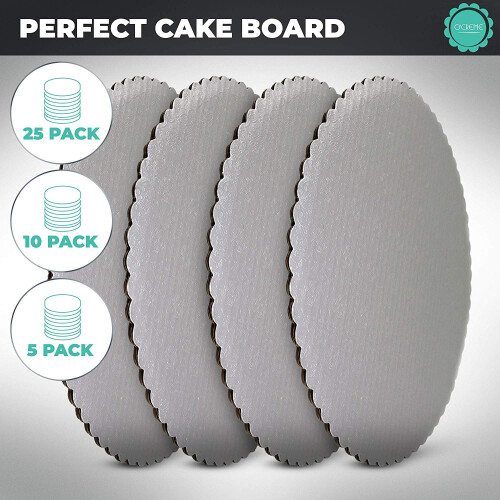 Placa redonda recortada para bolo e pastelaria O'Creme Silver-Top com 3/32 polegadas de espessura e 9 polegadas de dimetro - pacote com 10 1