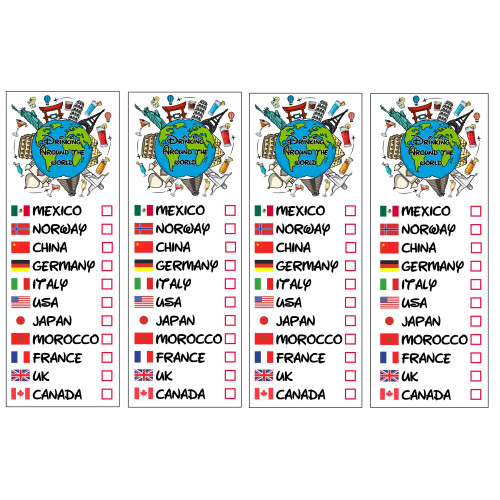 Drinking Around The World - 4er Pack Tattoos - Ideal Für Epcot Reise