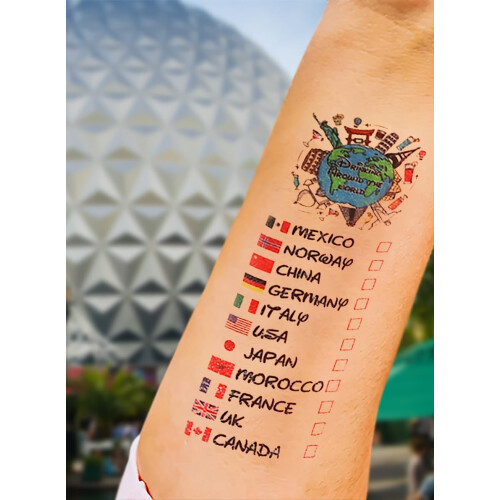 Drinking Around The World - 4er Pack Tattoos - Ideal Für Epcot Reise 1