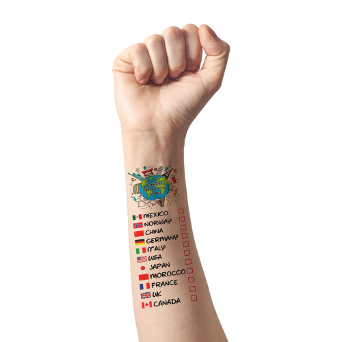 Drinking Around The World - 4er Pack Tattoos - Ideal Für Epcot Reise 2