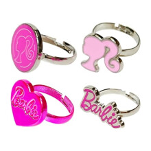 Barbie-Schmuck: 4-teilige verstellbare Ringe fr Mdchen (Barbie-Ringe mit Metallanhnger) Ankleidespiel fr Mdchen, perfekte Barbie-Geschenke f