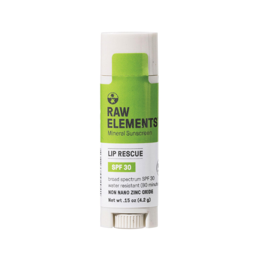 Raw Elements Organic Outdoor Sunscreen Lip Balm Rescue - Spf 30 Uva-Uvb Protection Reef-Safe Non-Nano Zinc Water Resistant 0.15 Oz (Pack Of 1)