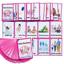 Richardy 45pcs/s?t daglige rutiner b?rn gaver engelsk flashkort lomme kort uddannelsesm?ssige l?ring leget?j til b?rn f?rskolen uddannelsesm?ssig