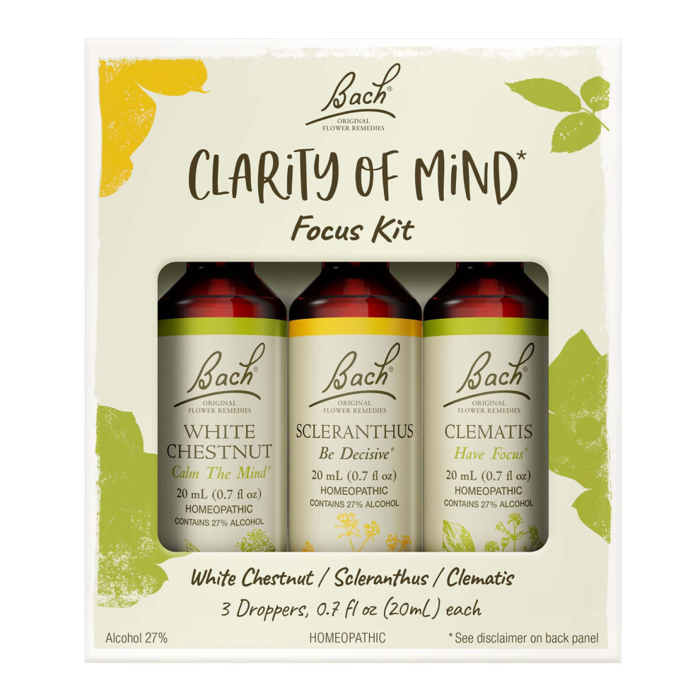 Pelastaa White Bach Original Flower Remedies Clarity Of Mind Kit For Focus And Mindfulness Natural Homeopathic Flower Essence Holistic Wellness Vegan 3 X 20Ml