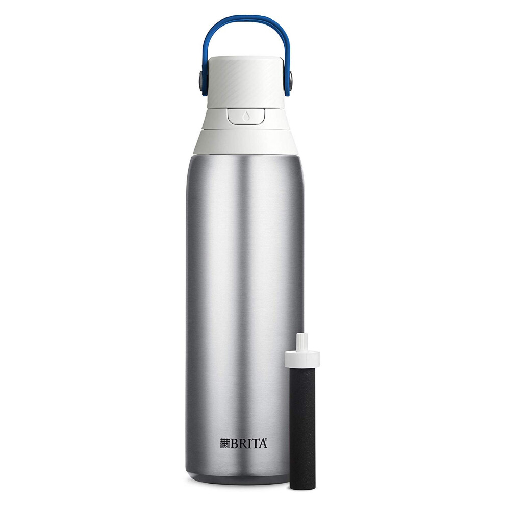 Brita Stainless Steel Premium Filtering Water Bottle  BPA-Free  Reusable  Insulated  Replaces 300 Plastic Water Bottles  Filter Lasts 2 Months or 40 G