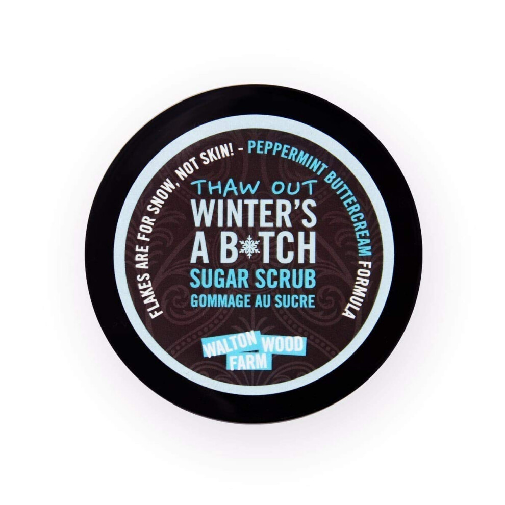 Walton Wood Farm White Sugar Scrub (Winter's A Btch) Peppermint Buttercream Formula Vegan-Friendly And Paraben-Free 8 Oz