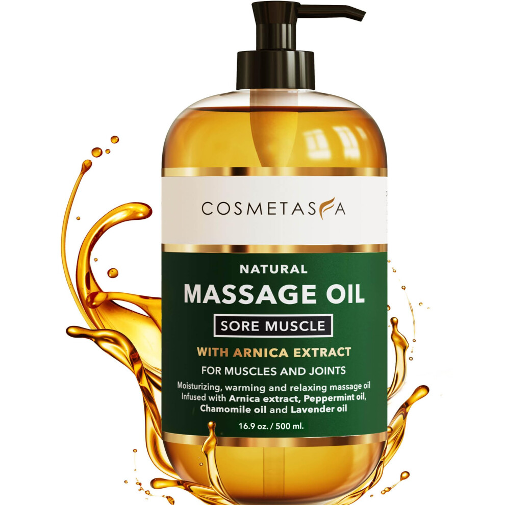 Cosmetasa Lavender Sore Muscle Massage Oil - 16.9 Oz Soothes Muscle And Joint With Arnica Extract Peppermint Chamomile And Oil (16.9 Oz.)