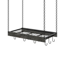 CHOEZON Hangende pottenrek Plafondgemonteerde pannenhanger Vintage pottenrek voor keukenpotopslagorganisator met 12 S-vormige haken voor kookgereiops