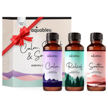Essential Massage Oil Gift Set - Serenity Trio Sooth Roat Relief inkluderer lavendel Peppermint & Eucalyptus Massage Oil Blends 80 ml i smuk emba