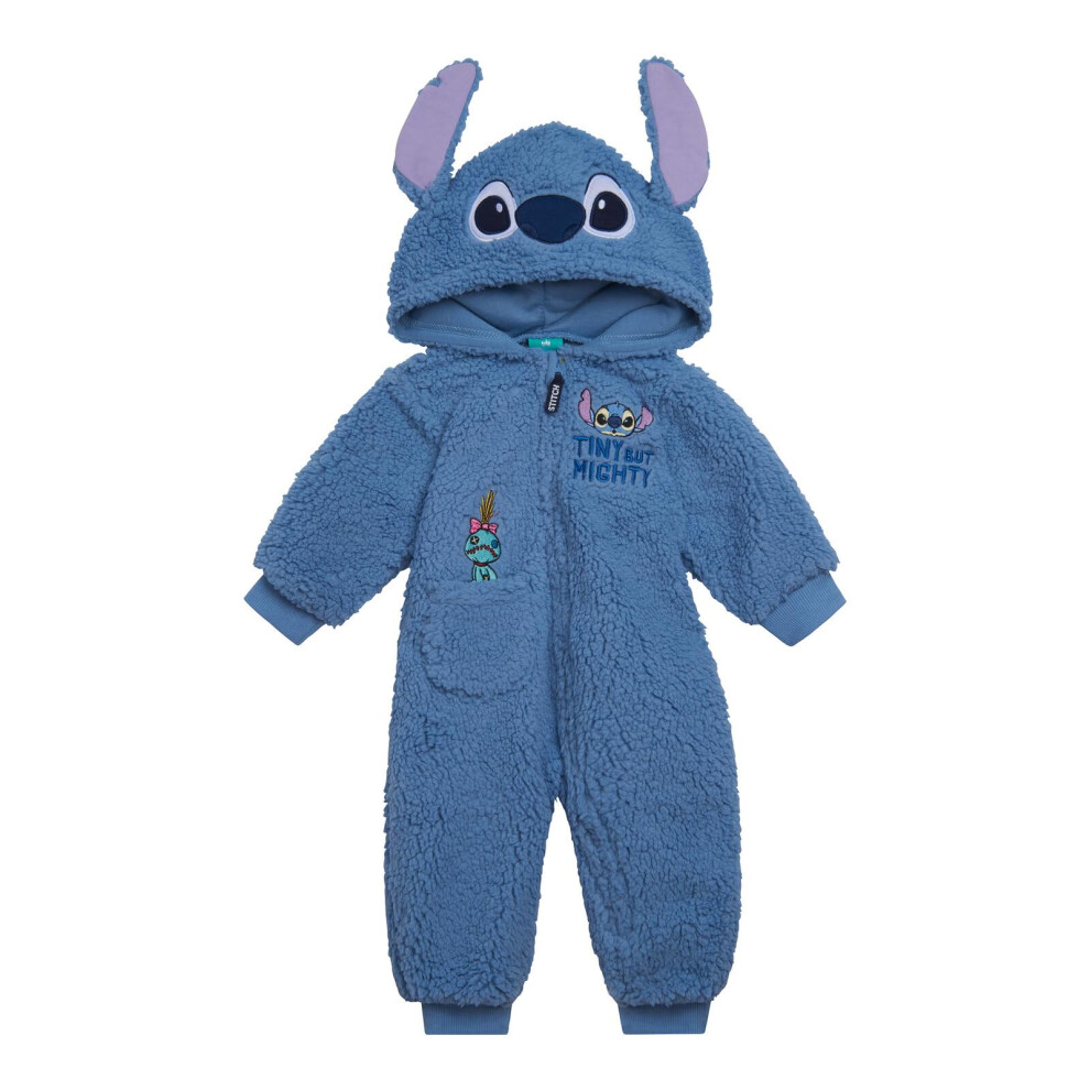 Disney Lilo & Stitch Newborn Baby Boys Cozy Sherpa Zip Up Cosplay Coverall Blue 6-9 Months
