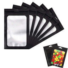 100 PCS Sacs de rangement alimentaire ziplock refermables Sac a l'epreuve d'eau avec une vitre d'emballage transparent pour les grains de cafe Ca
