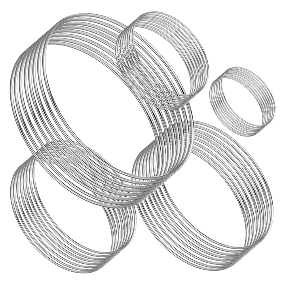 Metal Floral Hoop Dream Catcher Rings, Silver Metal Rings 40PCS-image-OPC-PH55S72-NEW