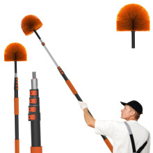 LAANPOLE 26FT Reach Cobweb Duster with Extension Pole Spider Web Brush for Cleaning Extendable Professional Ceiling and Corner Dusters for Outd