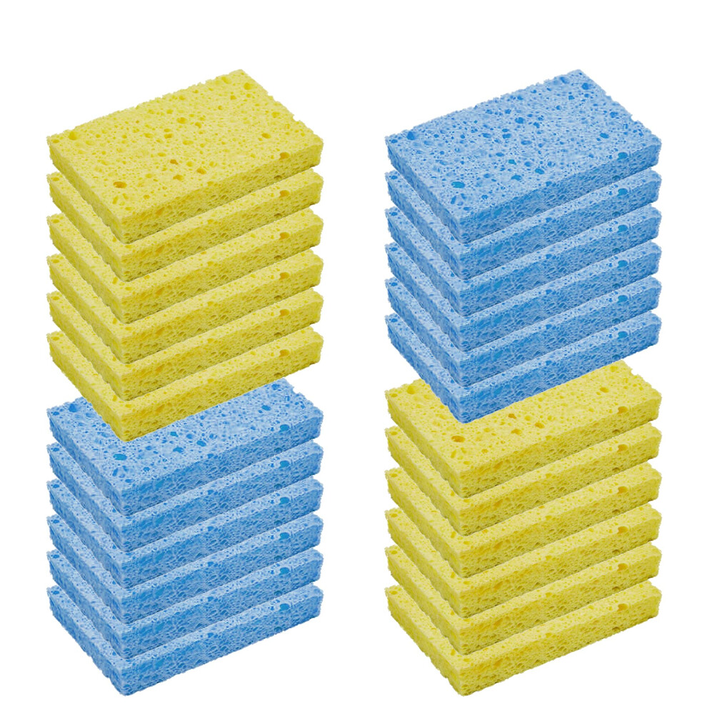 CELOX 24 Pack Durable Kitchen Sponges  Natural Wood Pulp Sponges for Dishes  Absorbent Cellulose Sponges Bulk for Cleaning Kitchen  Bathroom  DIY for-image-OPC-PH55S7W-NEW