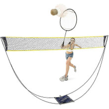 Portable Badminton Net Set with Stand Carry Bag, Volleyball Net for Outdoor Indoor Beach Sports