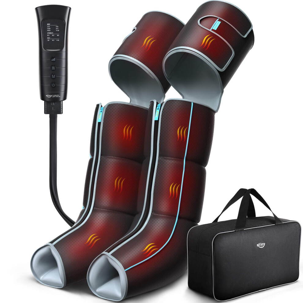 Alljoy Leg Massager With Heat And Compression Leg Massager For Circulation And Pain Relief Fsa Helpful For Swollen Legs Edema Rls Mothers Day Gift