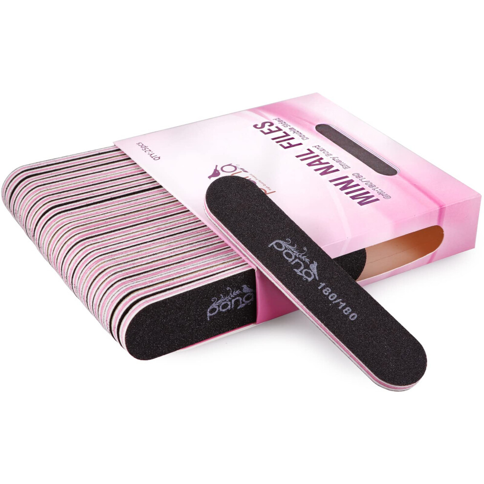 PANA Mini Lime     Ongles Double Face    meri 25 Pi   ces pour Manucure P   dicure Ongles Naturels et Acryliques - Noir (Grain 180/180)