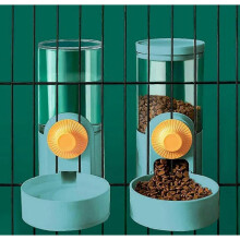 Hanging Automatic Food Water Dispenser, Auto Gravity Pet Feeder and Waterer Set, Cage Cat Food Bow