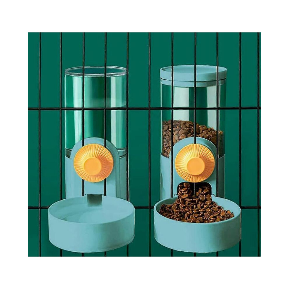 Hanging automatic pet food and water dispenser, gravity-fed feeder and waterer for caged cats