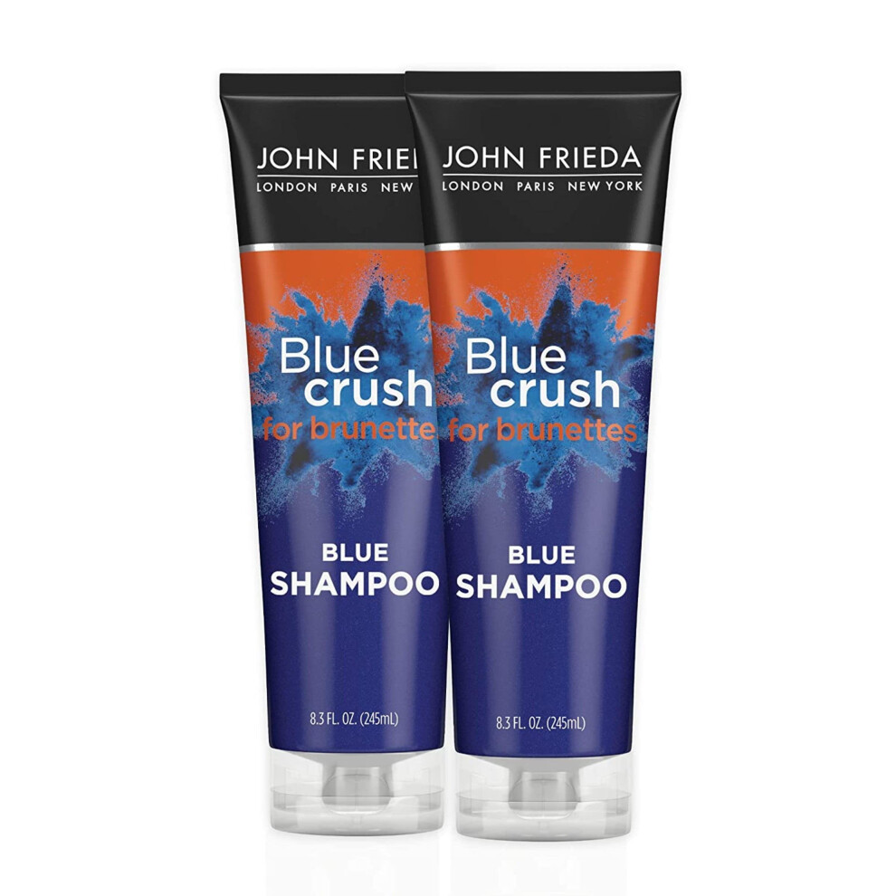 John Frieda Blue Crush Blue Shampoo for Brunettes  Crush Brassy Hair Tones for Brunettes  8.3 oz (2 Pack)