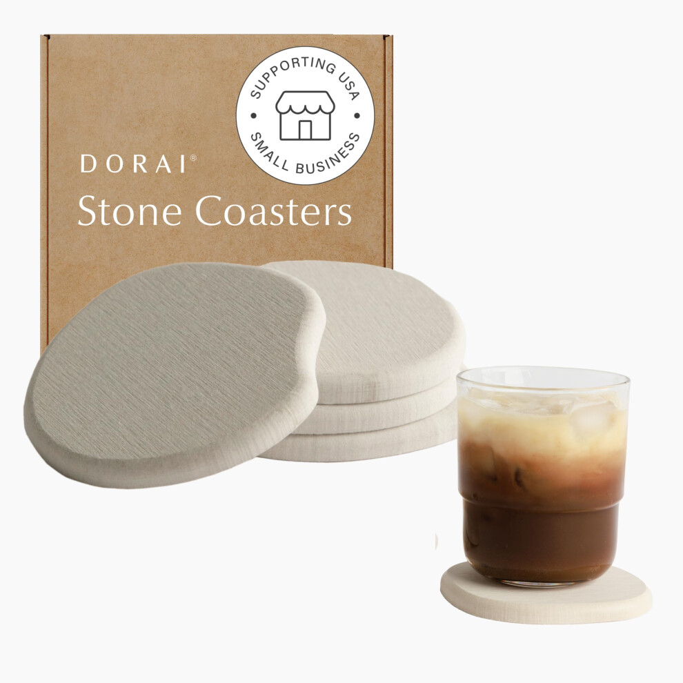 Dorai Home Lot de 4 sous-verres absorbants en diatomite pour un s   chage instantan    Design moderne Gr   s