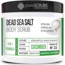 pureSCRUBS Premium organische bodyscrubset - grote 16oz KOMKOMMER - dode zeezout bodyscrubs voor vrouwen exfoliatie KP Bump Eraser bodyscrub INCLUSIE