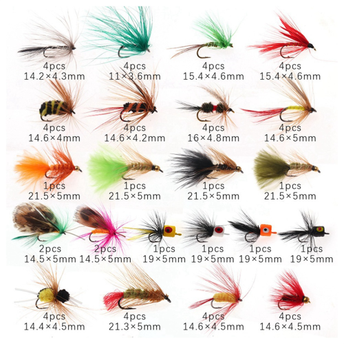 Conjunto de decoração com anzóis para pesca com mosca e isca para truta, 64 peças 1