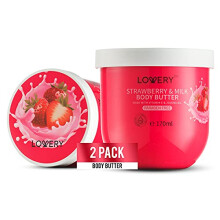 LOVERY Aardbeienmelk Whipped Body Butter, 2-Pack Ultra-Hydraterende Shea Butter Bodycrème